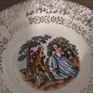 Cronin China Co. Dancing Colonial Couple 9 3/8" Di